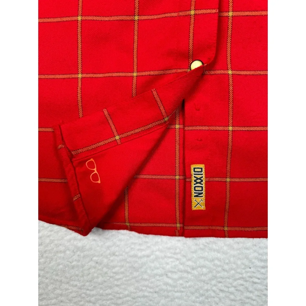 Dixxon Flannel Doomsday Shirt Mens Large Red Checkered Western Pocket Snap Front